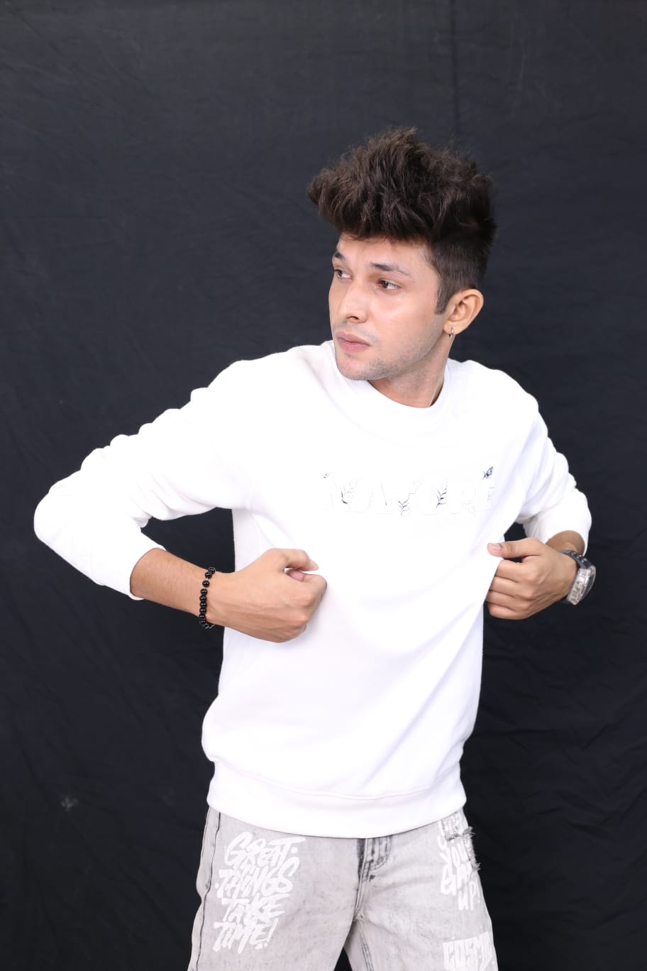 Nature sweat shirt in white colour