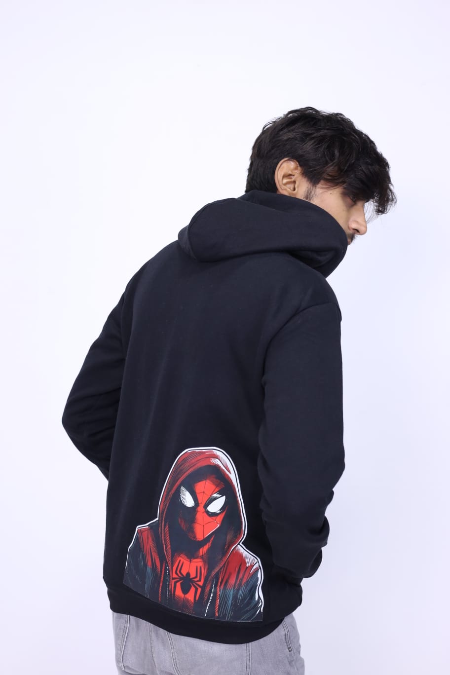 Spider man vinyl print zipper in black colour